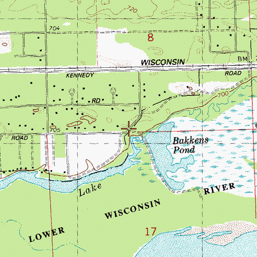 Topographic Map of Bakkens Pond H2.117 Dam, WI