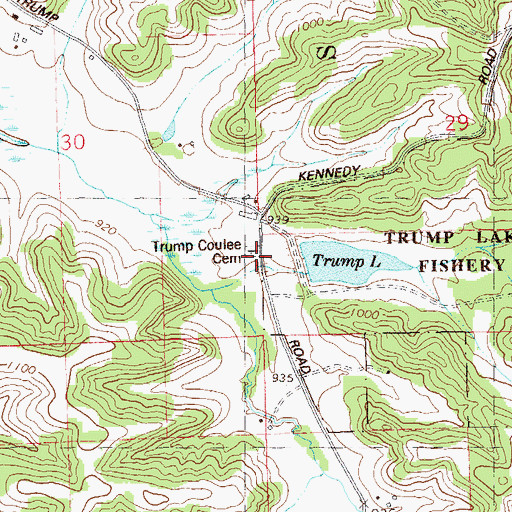 Topographic Map of Trump Lake G12.224 Dam, WI