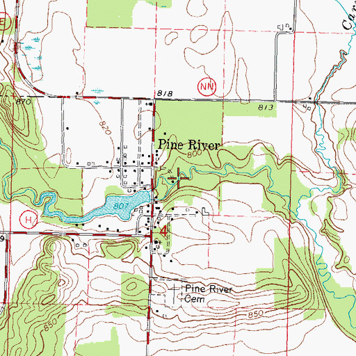 Topographic Map of Pine River 3WR1564 Dam, WI