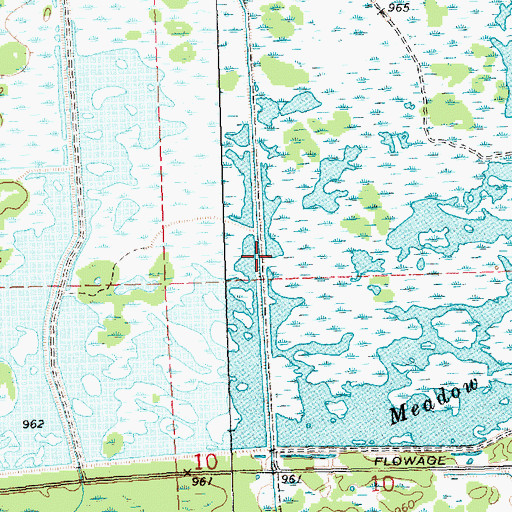 Topographic Map of Portion of Meadow Valley Flowage, WI
