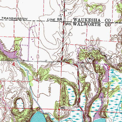 Topographic Map of Kettle Morraine Estates Corporation 3WR1719 Dam, WI