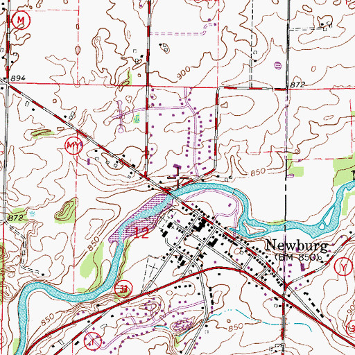 Topographic Map of Newburg Dam, WI