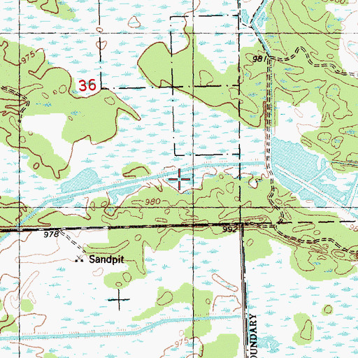 Topographic Map of North, South, and West Gallagher Flowages 16, WI