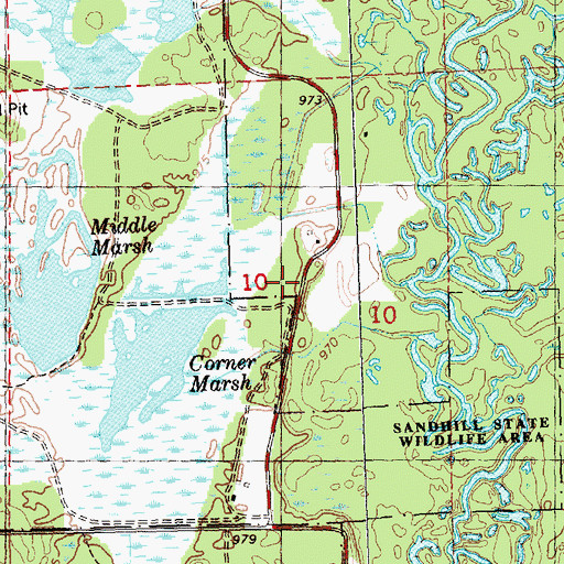 Topographic Map of Corner Marsh Control Dam, WI