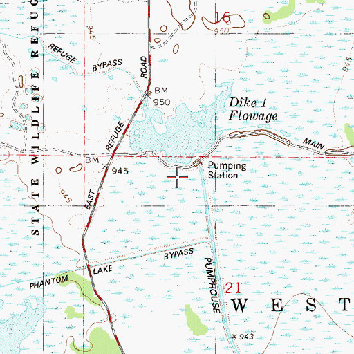 Topographic Map of Crex Meadows Dam, WI