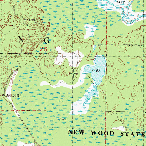 Topographic Map of New Wood Flowage, WI