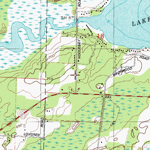 Topographic Map of Nocquebay Lake 118, WI