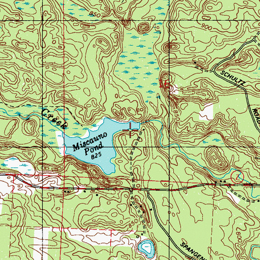 Topographic Map of Miscauno Pond Dam, WI