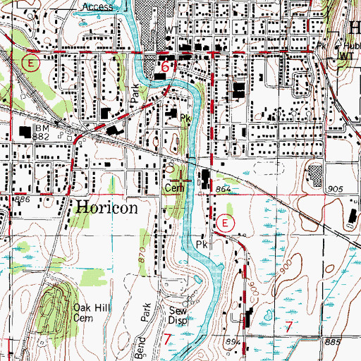 Topographic Map of Horicon Marsh 455 Reservoir, WI