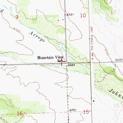 Topographic Map of Mountain View School, CO