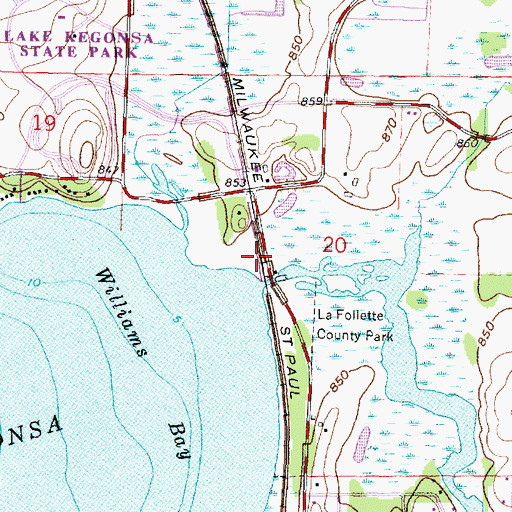 Topographic Map of Lake Kegonsa 2WP390 Dam, WI