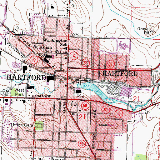 Topographic Map of Hartford 1855C14 Dam, WI