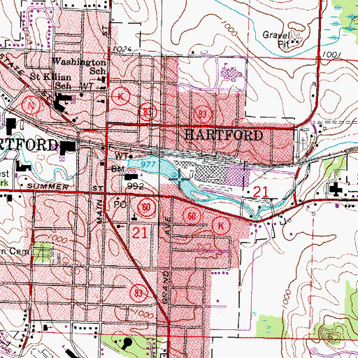 Topographic Map of Hartford Millpond 32, WI