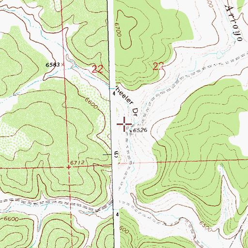 Topographic Map of Wheeler Arroyo, CO