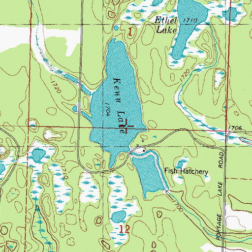 Topographic Map of Kenu Lake 2WP941 Dam, WI