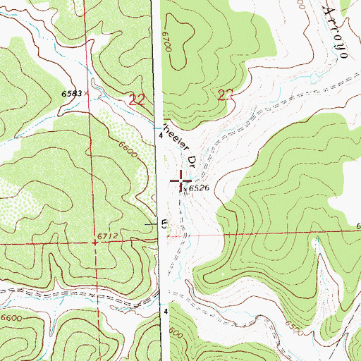 Topographic Map of Wheeler Draw, CO