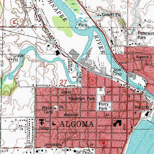 Topographic Map of Henry Iwen Dam, WI