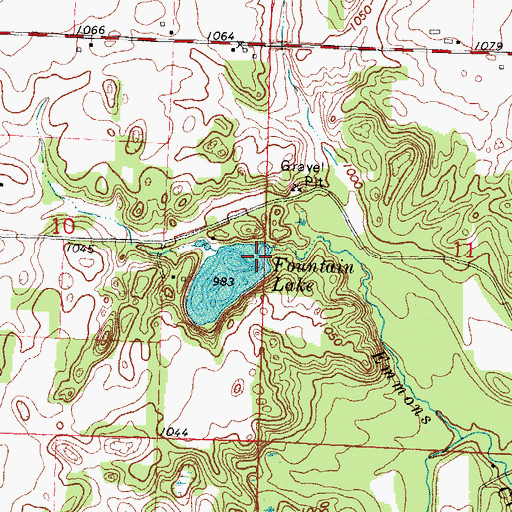 Topographic Map of Fountain Lake Dam, WI