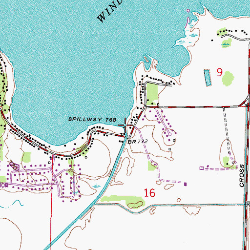 Topographic Map of Wind Lake 3WR822 Dam, WI