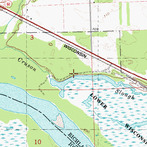 Topographic Map of Cruson Slough H2.117 Dam, WI