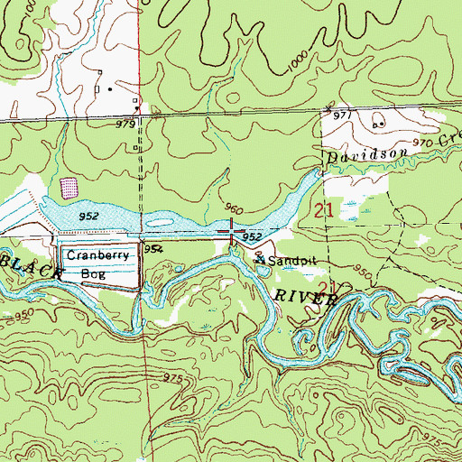 Topographic Map of Cranberry Marsh Reservoir 2WP1503 Dam, WI