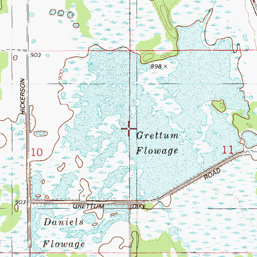 Topographic Map of Canute Creek Flowage, WI