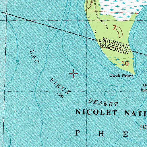 Topographic Map of Lac Vieux Desert 21, WI