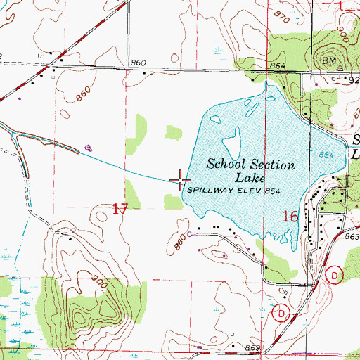 Topographic Map of School Section Lake 2WP284 Dam, WI