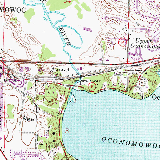 Topographic Map of Oconomowoc Lake 1899C288 Dam, WI