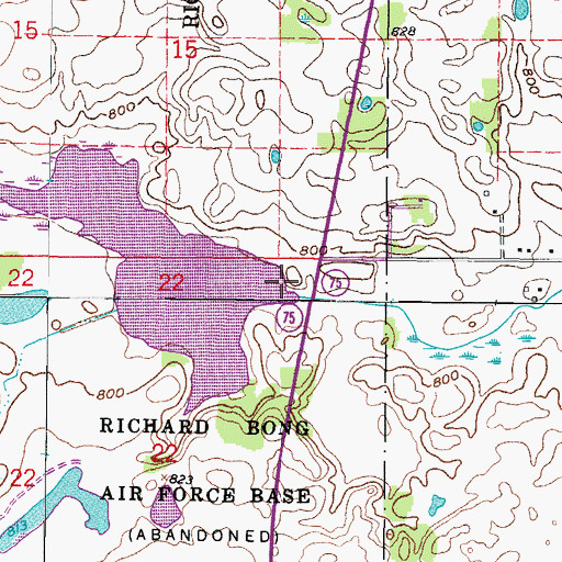 Topographic Map of Bong Recreation Area 8 Dam, WI