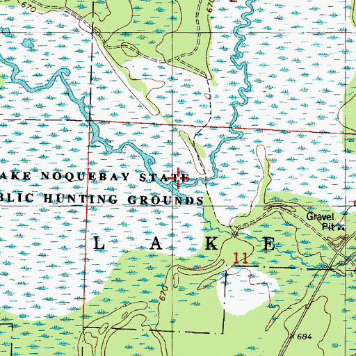 Topographic Map of Lake Noquebay Wildlife Area 2WP1975 Dam, WI