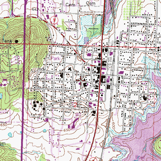 Topographic Map of Cooper-McClain Middle School, OK