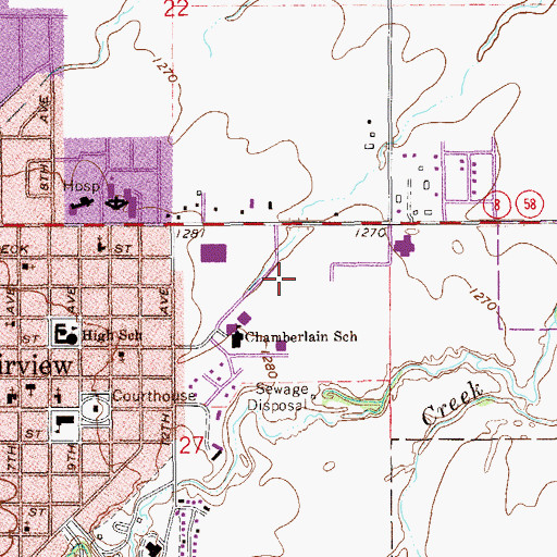 Topographic Map of Cornelsen Elementary School, OK