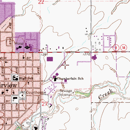 Topographic Map of Cornelsen Elementary School, OK