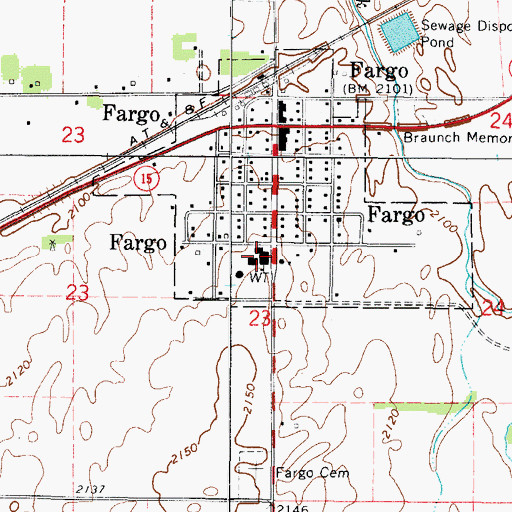 Topographic Map of Fargo High School, OK