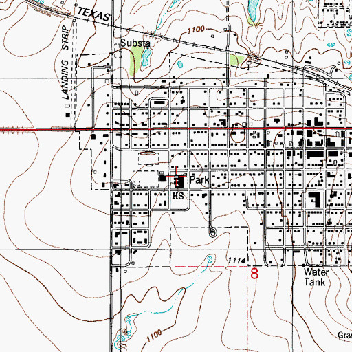 Topographic Map of Grandfield High School, OK