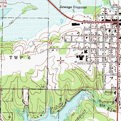 Topographic Map of Grove Middle School, OK
