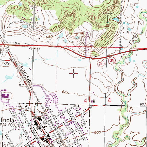 Topographic Map of Inola High School, OK