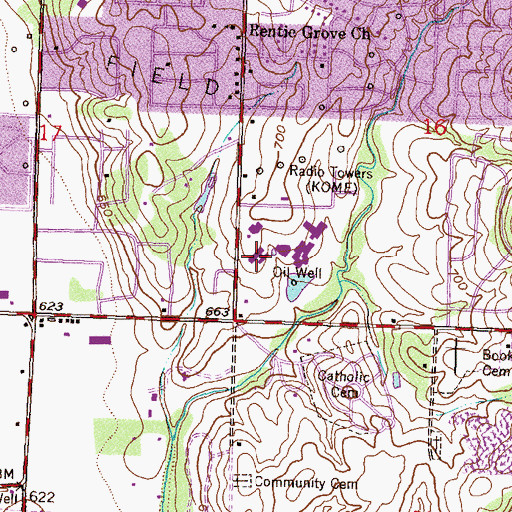 Topographic Map of Jenks East Elementary School, OK