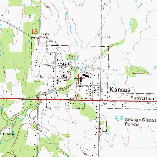 Topographic Map of Kansas Elementary School, OK