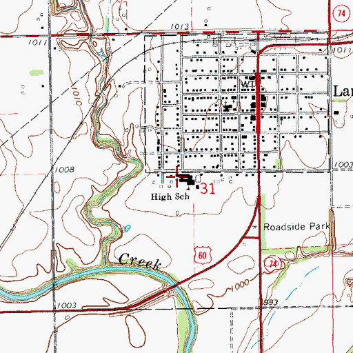 Topographic Map of Deer Creek - Lamont High School, OK