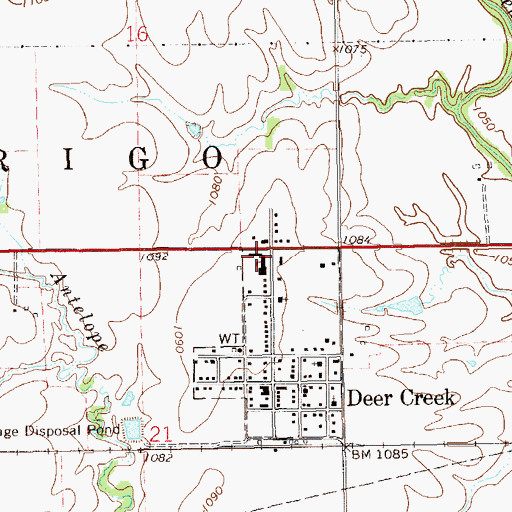 Topographic Map of Deer Creek - Lamont Elementary School, OK