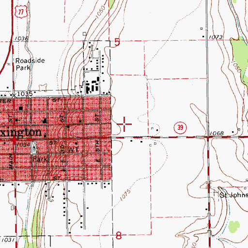 Topographic Map of Lexington High School, OK