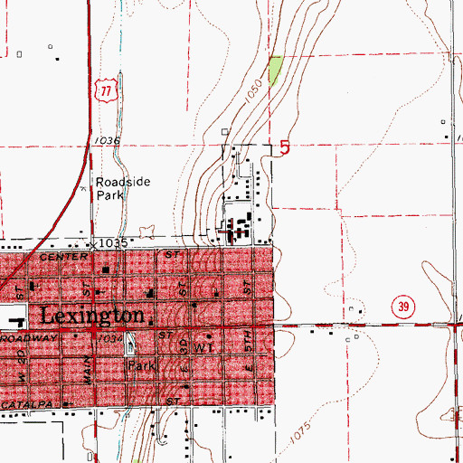 Topographic Map of Lexington Junior - High School, OK