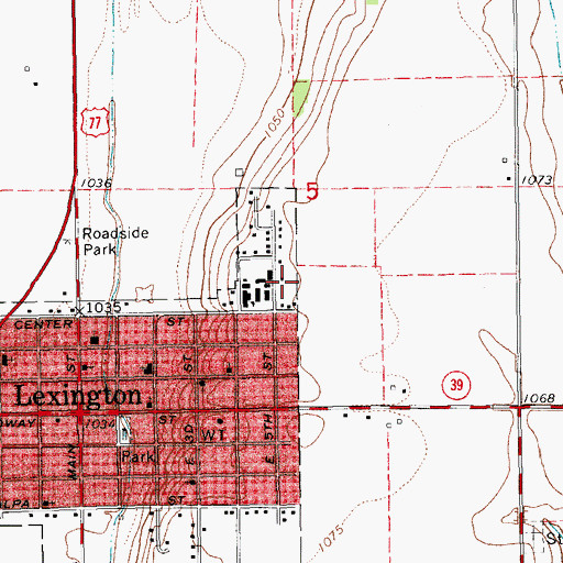 Topographic Map of Lexington Elementary School, OK
