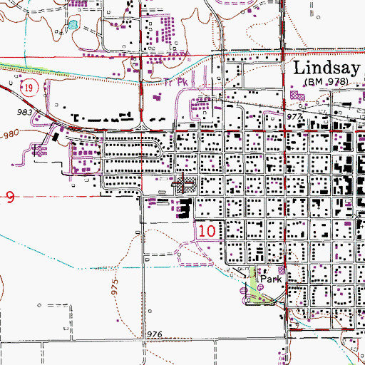 Topographic Map of Lindsay High School, OK