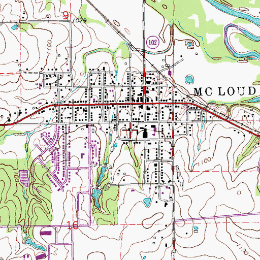 Topographic Map of McLoud Elementary School, OK