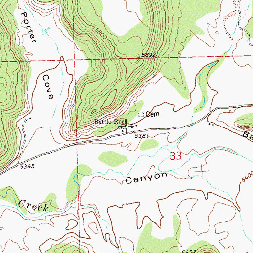 Topographic Map of Battle Rock School, CO