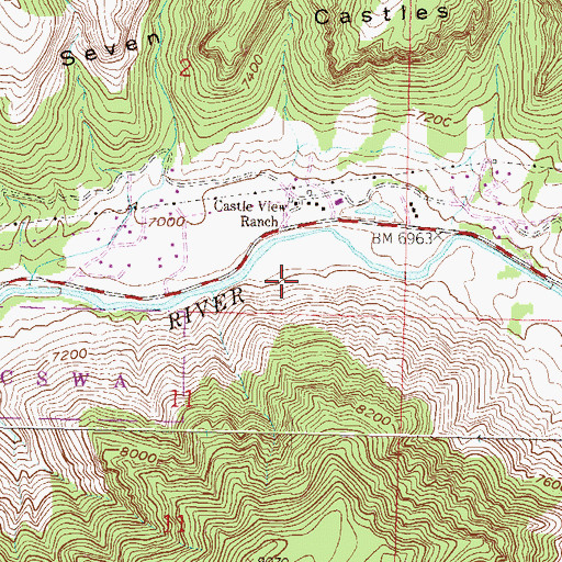 Topographic Map of Castle View Ranch, CO