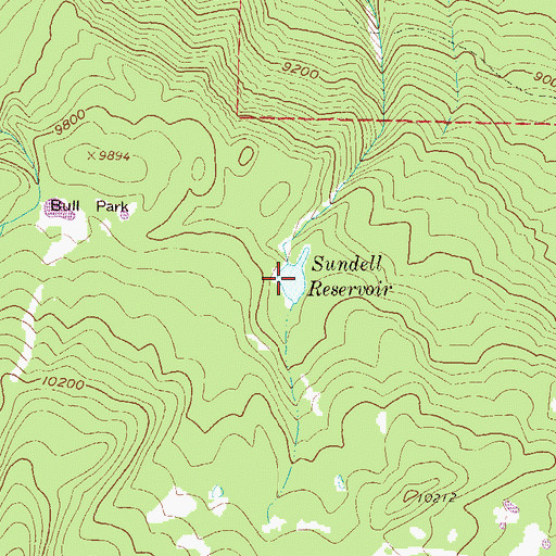 Topographic Map of Sundell Reservoir, CO